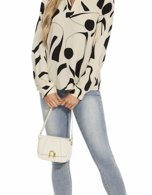 Load image into Gallery viewer, VIPONES Women V Neck Long Puff Sleeve Floral Blouse 530-floral White XL
