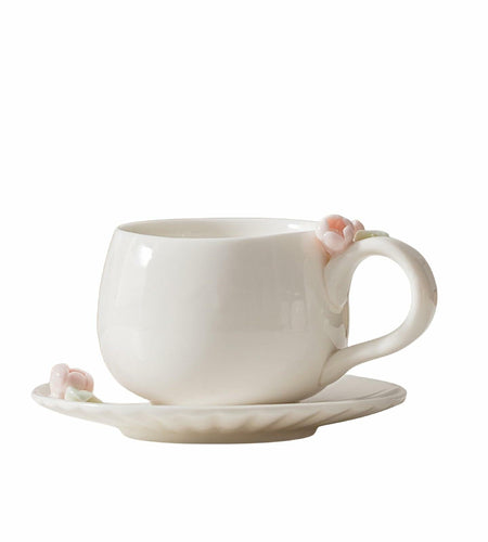 ARGUMENTATION Creative Kawaii Cherry Ceramic Coffee Mug 10oz White with Coaster