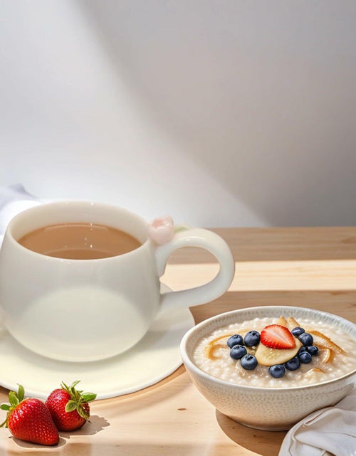 Load image into Gallery viewer, ARGUMENTATION Creative Kawaii Cherry Ceramic Coffee Mug 10oz White with Coaster

