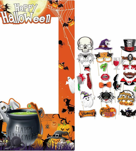 Generic Halloween Photo Booth Props 31 PCS Yellow Cartoon Paper Party