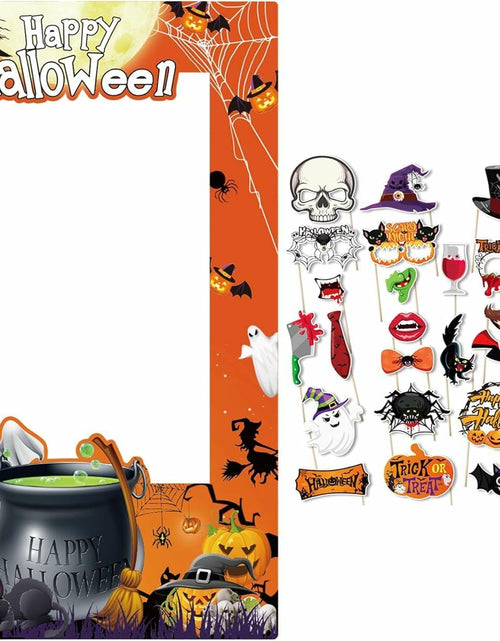 Load image into Gallery viewer, Generic Halloween Photo Booth Props 31 PCS Yellow Cartoon Paper Party
