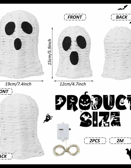 Load image into Gallery viewer, Soulchen Halloween Rattan Ghosts Decor 9.4" &amp; 5.9" Light Up White 2 Pcs
