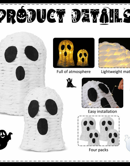 Load image into Gallery viewer, Soulchen Halloween Rattan Ghosts Decor 9.4" &amp; 5.9" Light Up White 2 Pcs
