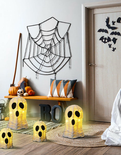 Load image into Gallery viewer, Soulchen Halloween Rattan Ghosts Decor 9.4" &amp; 5.9" Light Up White 2 Pcs
