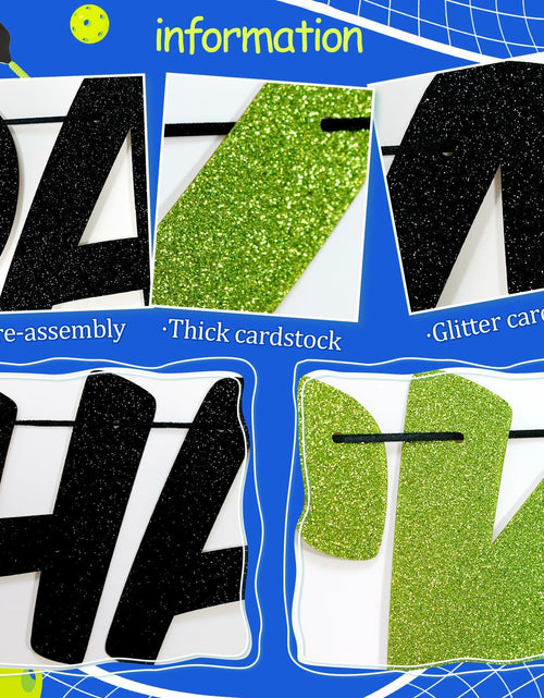 Load image into Gallery viewer, Little Man Happy Pickleball Day Banner Green Black Glitter Cardstock
