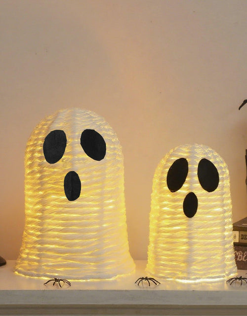 Load image into Gallery viewer, Soulchen Halloween Rattan Ghosts Decor 9.4" &amp; 5.9" Light Up White 2 Pcs
