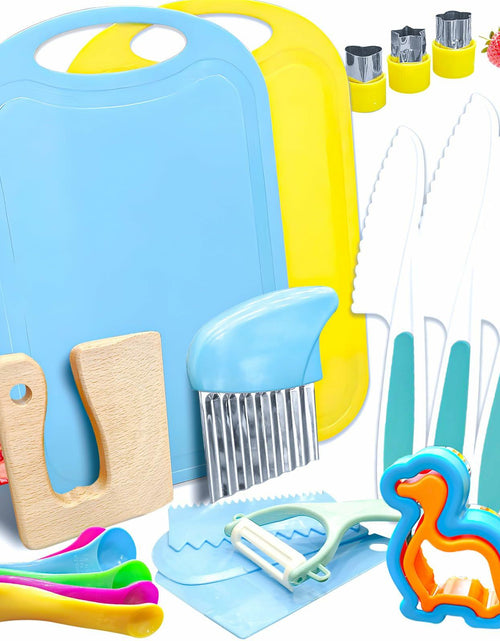 Load image into Gallery viewer, OLRMA 20PCS Kids Knife Set Blue Child-Friendly Plastic Cooking Tools
