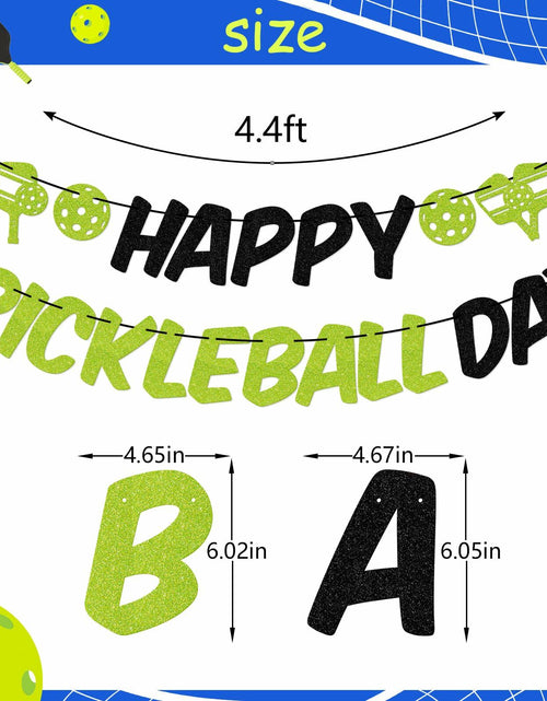 Load image into Gallery viewer, Little Man Happy Pickleball Day Banner Green Black Glitter Cardstock
