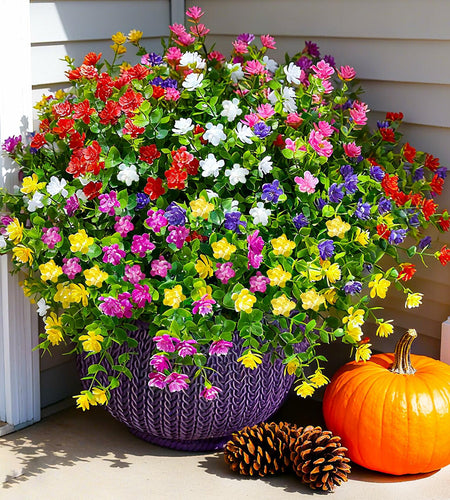 Ivydale Artificial Fall Mums Flowers 12 Bundles UV Resistant Mix Color
