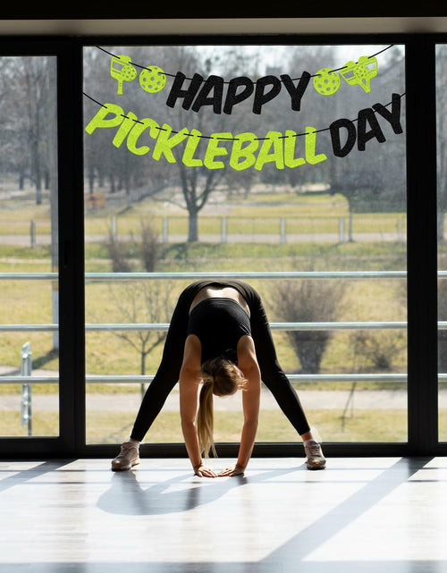 Load image into Gallery viewer, Little Man Happy Pickleball Day Banner Green Black Glitter Cardstock
