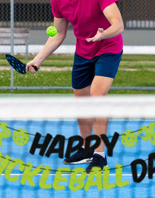 Load image into Gallery viewer, Little Man Happy Pickleball Day Banner Green Black Glitter Cardstock
