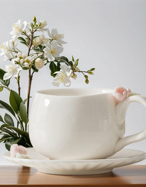 Load image into Gallery viewer, ARGUMENTATION Creative Kawaii Cherry Ceramic Coffee Mug 10oz White with Coaster
