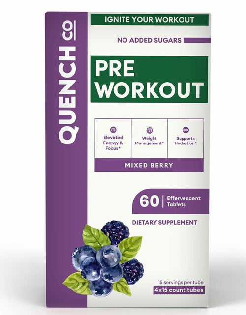 Load image into Gallery viewer, Quench Pre Workout Effervescent Tablets Vegan Keto 60 Count Mixed Berry
