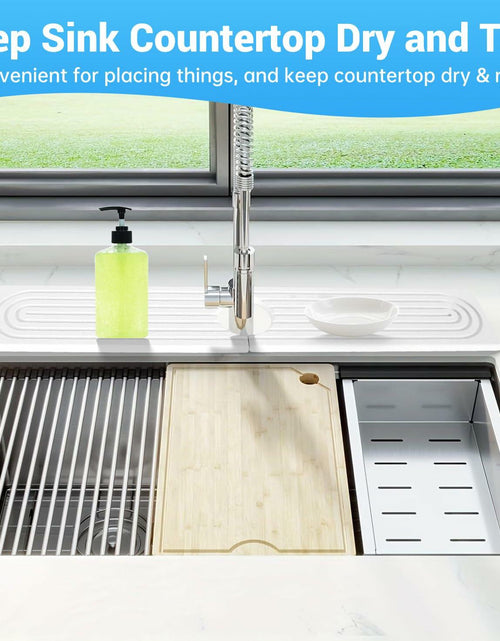 Load image into Gallery viewer, LZMYIVE Faucet Mat Kitchen Sink 24'' White Diatomite Quick Drying Stone Tray
