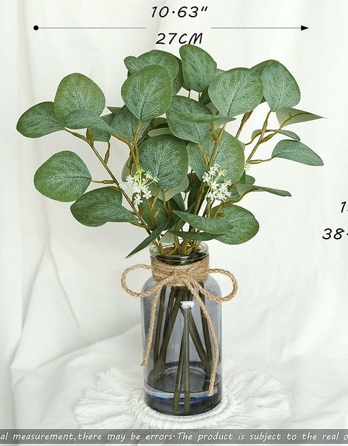 Load image into Gallery viewer, FOREST PRINCE Eucalyptus Stems in Black Vase 15" Green Silk Decor
