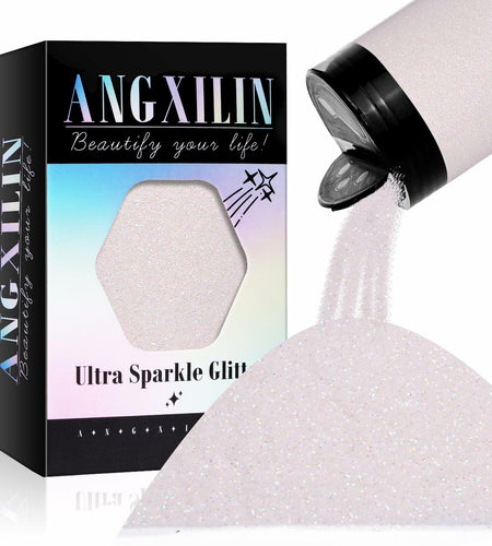 ANGXILIN 260g Iridescent Fine Glitter Shaker Bottle IRI Mix White Epoxy Resin