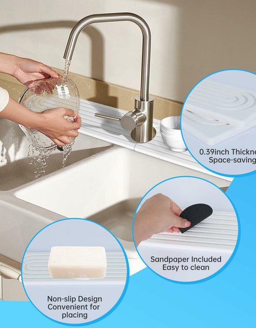Load image into Gallery viewer, LZMYIVE Faucet Mat Kitchen Sink 24'' White Diatomite Quick Drying Stone Tray
