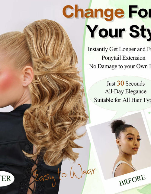 Load image into Gallery viewer, Mayouda 18in Long Curly Wavy Drawstring Ponytail Extension Light Blonde
