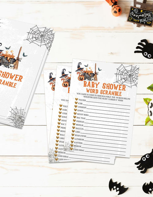 Load image into Gallery viewer, Tuyashua Halloween Baby Shower Word Scramble Game 30 Cards WY06

