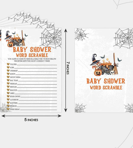 Tuyashua Halloween Baby Shower Word Scramble Game 30 Cards WY06
