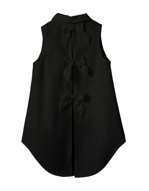 Load image into Gallery viewer, Verdusa Girl's Button Front Bow Back Sleeveless Blouse Black Size 9 Years
