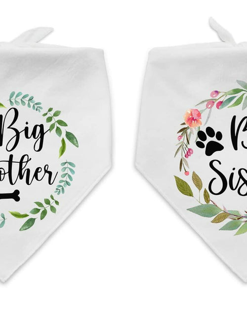 Load image into Gallery viewer, PNTKION 2 Pack Big Brother Sister Cotton Dog Bandana White Flower
