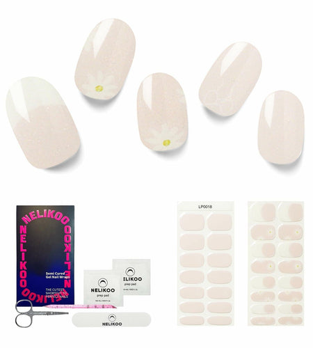 Nelikoo Semi Cured Gel Nail Strips 30 pcs Daisy Delight Floral Wraps