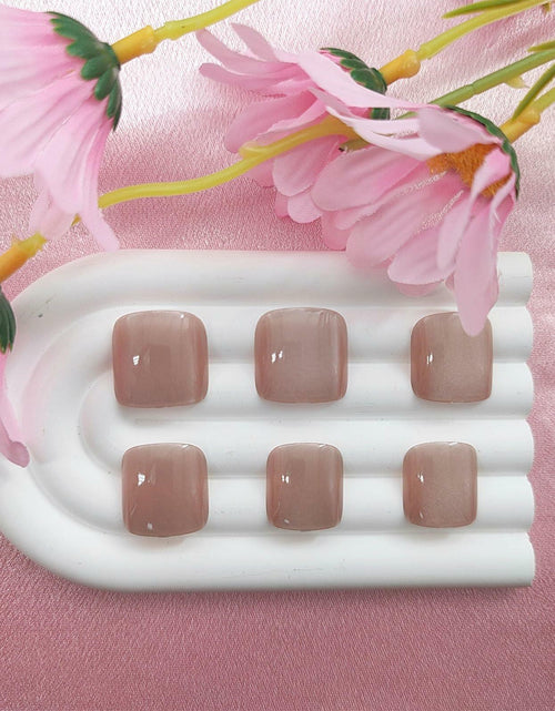 Load image into Gallery viewer, YOJIATOP Cat Eye Press On Toenails 24pcs Light Brown Square Plastic
