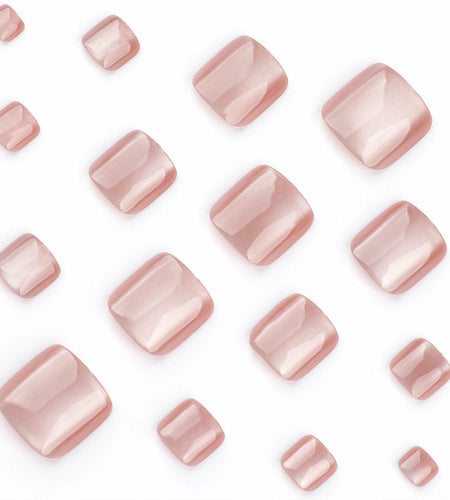 YOJIATOP Cat Eye Press On Toenails 24pcs Light Brown Square Plastic