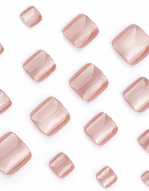 Load image into Gallery viewer, YOJIATOP Cat Eye Press On Toenails 24pcs Light Brown Square Plastic
