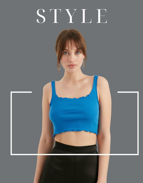 Load image into Gallery viewer, TUBANUR Women's Blue Cotton Sleeveless Crop Top Basic Fitted Tank Size S
