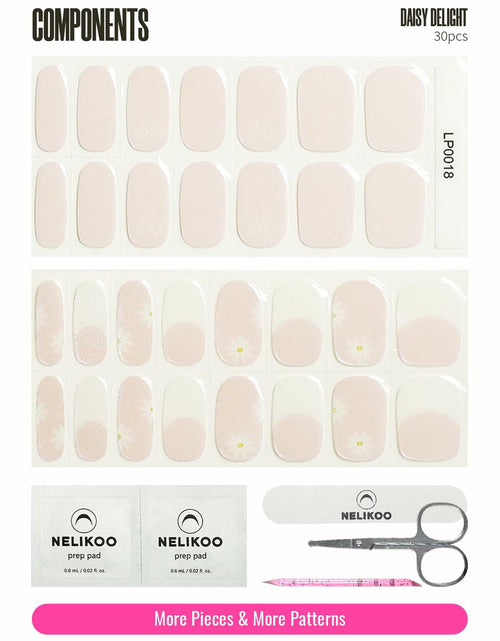 Load image into Gallery viewer, Nelikoo Semi Cured Gel Nail Strips 30 pcs Daisy Delight Floral Wraps
