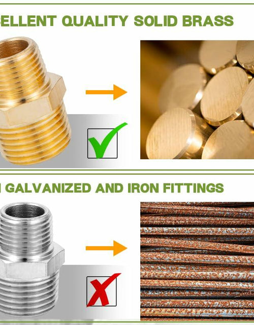 Load image into Gallery viewer, FullMayPro 2pcs Brass Hex Nipple 3/8” NPT to 1/4” NPT Adapter with Teflon Tape
