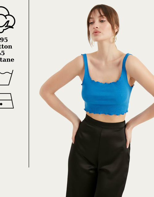 Load image into Gallery viewer, TUBANUR Women's Blue Cotton Sleeveless Crop Top Basic Fitted Tank Size S
