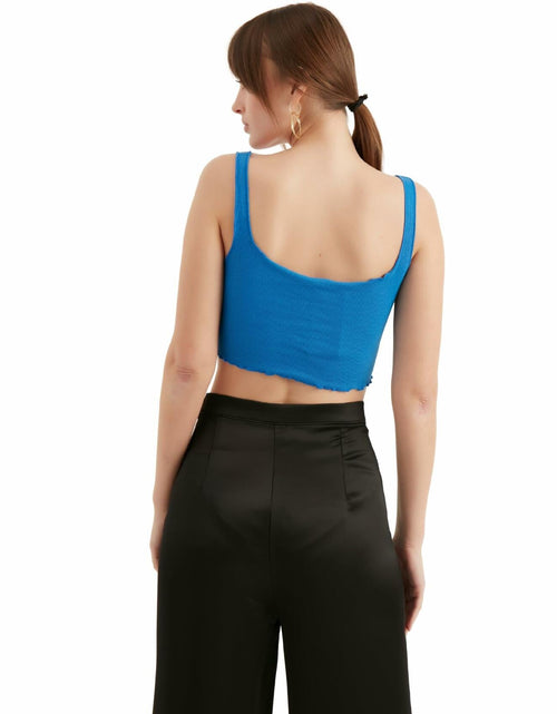 Load image into Gallery viewer, TUBANUR Women's Blue Cotton Sleeveless Crop Top Basic Fitted Tank Size S
