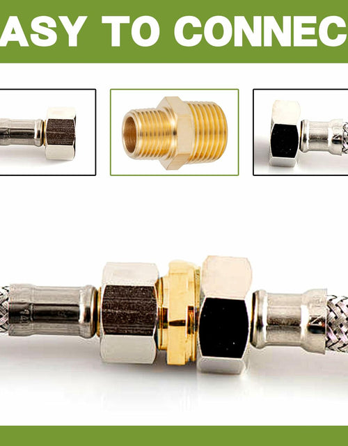 Load image into Gallery viewer, FullMayPro 2pcs Brass Hex Nipple 3/8” NPT to 1/4” NPT Adapter with Teflon Tape
