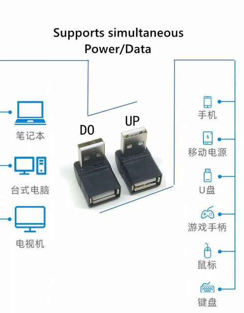 Load image into Gallery viewer, Generic USB 2.0 90 Degree Male to Female Adapter Connector 2 Pack Metallic
