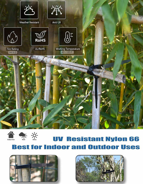 Load image into Gallery viewer, LOMAZH Cable Zip Ties 50pcs 12.2in Black Nylon 250lbs Tensile Strength
