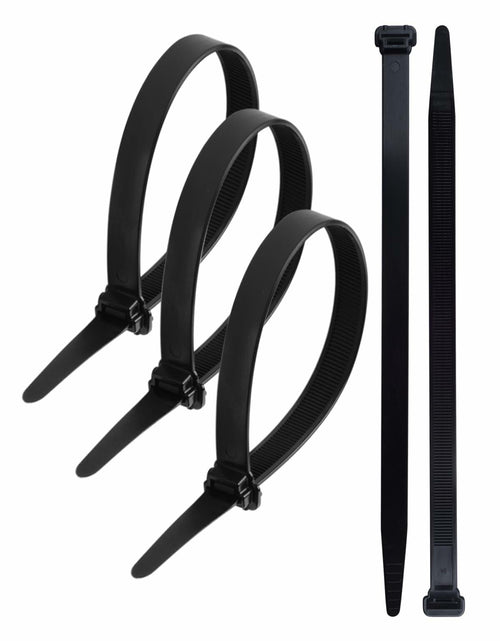 Load image into Gallery viewer, LOMAZH Cable Zip Ties 50pcs 12.2in Black Nylon 250lbs Tensile Strength
