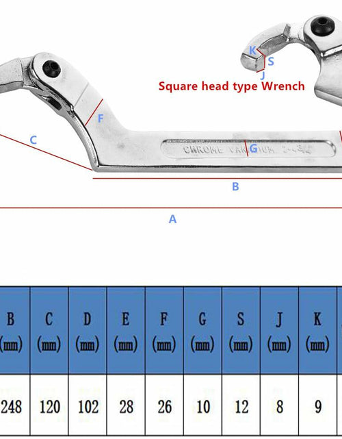 Load image into Gallery viewer, Eowpower Chrome Vanadium Adjustable Hook Wrench C Spanner 115-170mm

