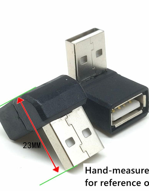 Load image into Gallery viewer, Generic USB 2.0 90 Degree Male to Female Adapter Connector 2 Pack Metallic
