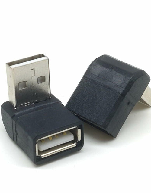 Load image into Gallery viewer, Generic USB 2.0 90 Degree Male to Female Adapter Connector 2 Pack Metallic
