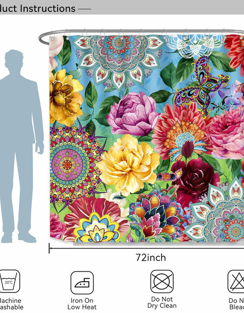 Load image into Gallery viewer, weesire Boho Floral Fabric Shower Curtain Colorful 72x72 Inch
