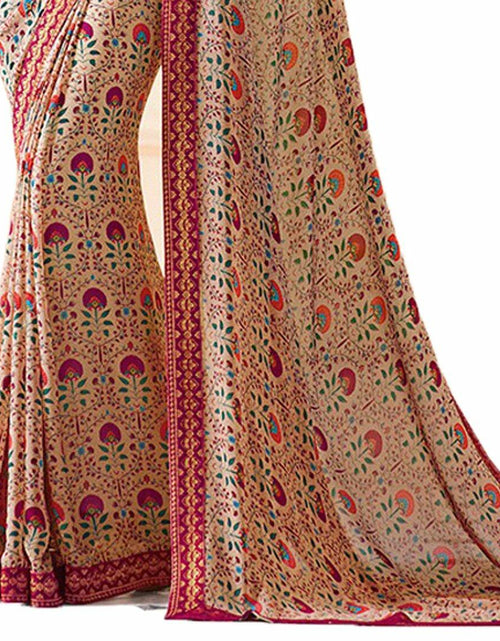 Load image into Gallery viewer, MOHIT CREATIONS Women's Partywear Printed Saree Pink Wool Georgette One Size
