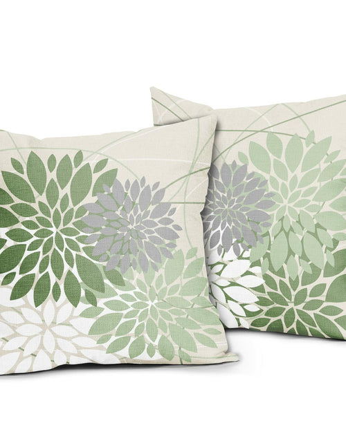 Load image into Gallery viewer, Sweetshow Sage Green Dahlia Linen Pillow Covers 18x18 Inch Set of 2
