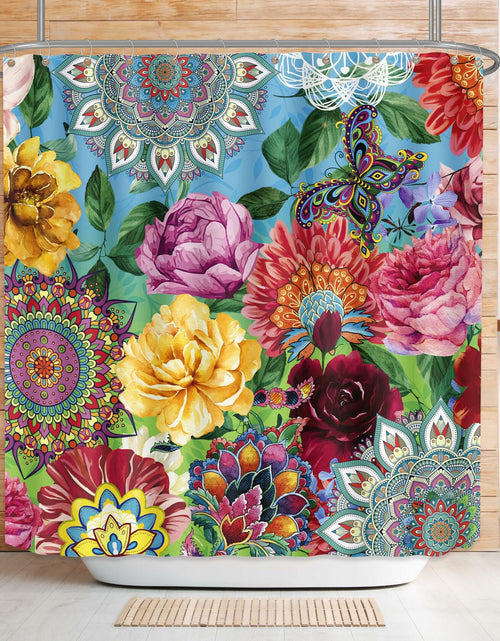 Load image into Gallery viewer, weesire Boho Floral Fabric Shower Curtain Colorful 72x72 Inch
