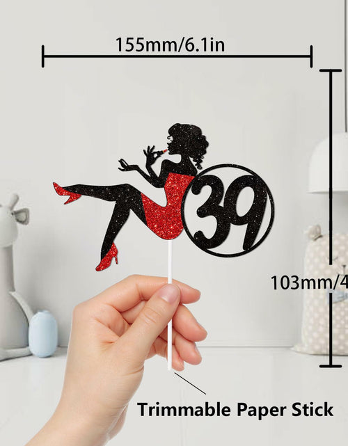 Load image into Gallery viewer, HEYUWING Red Glitter Lipstick 39 Girl Cake Topper Picks Paper Decor
