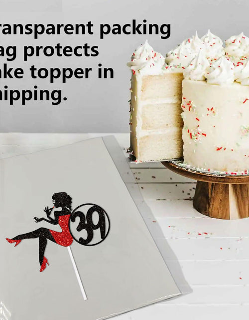 Load image into Gallery viewer, HEYUWING Red Glitter Lipstick 39 Girl Cake Topper Picks Paper Decor

