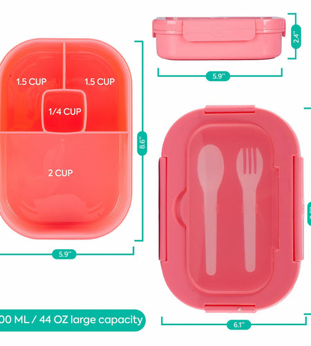 Generic DifaBella Kids Lunch Box Bento 4 Compartments BPA-Free Pink 1300ml