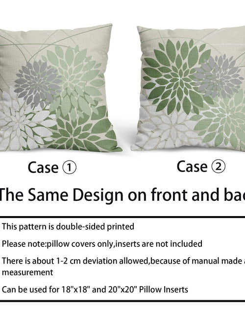 Load image into Gallery viewer, Sweetshow Sage Green Dahlia Linen Pillow Covers 18x18 Inch Set of 2

